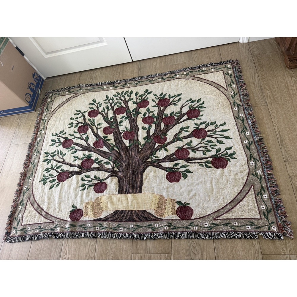 Woven throw blanket 68"x51"  Apple Tree Blanket country core